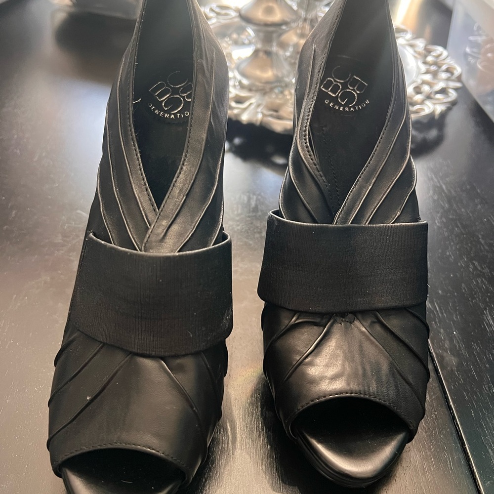 BCBGeneration Black Peep-Toe Heels